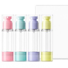 4 Pack Airless Pump Bottles, 1 oz Leakproof Travel Bottles with Pump for Toil...