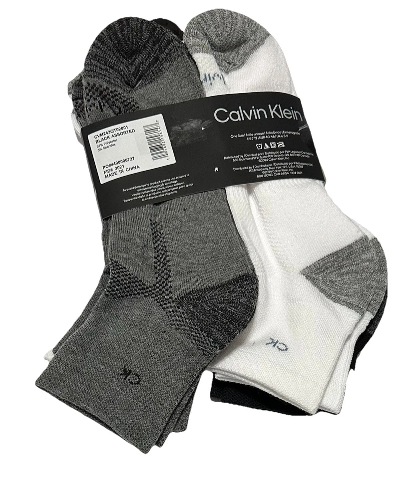 Calvin Klein 6-Pair Men's  Cushion Quarter Cut Socks    Black/Gray/White - Image 2 of 3
