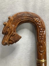 Dragon Walking Stick   Handcrafted Wooden Cane with Intricate Carving