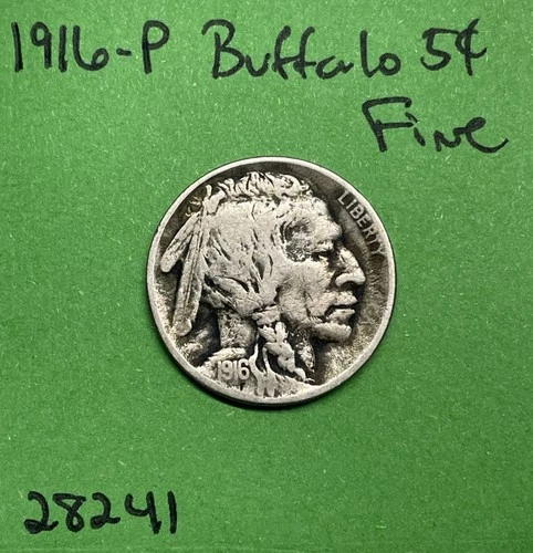 1916-P Buffalo 🦬 Indian Head Nickel 5c Cent Piece Fine