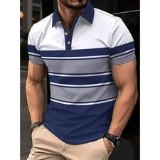 Men's Summer Polo Shirt With 3d stripes, high-quality Printed Business men