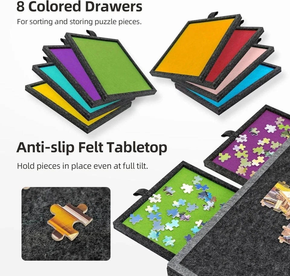 2000 Piece Foldable Tilting Puzzle Board with Drawers Felt Cover Portable Table - Image 2 of 4