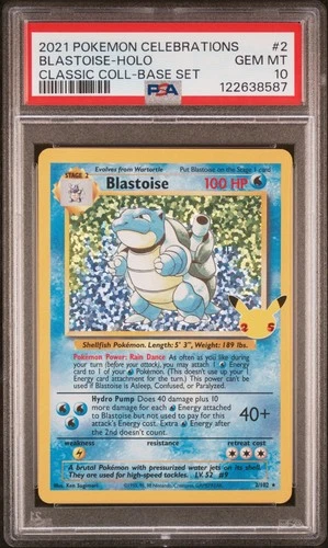2021 POKEMON CELEBRATIONS CLASSIC COLLECTION #2 BLASTOISE-HOLO PSA 10