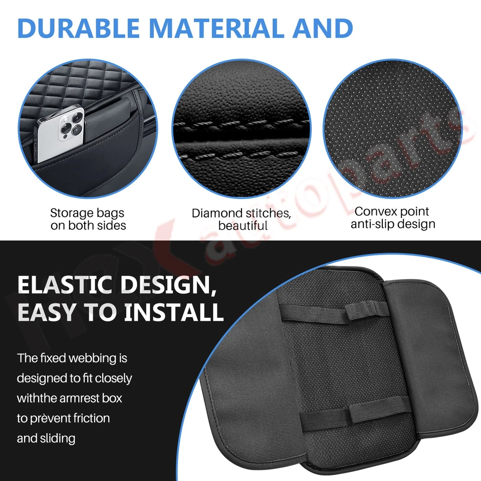 Cubierta protectora reposabrazos consola central coche alfombrilla con bolsillo para Honda Acura negra Foto 3 de 4