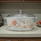 CorningWare Peach Flowers Casserole Dish A-1½-B 1.5L with Lid Vintage Cookware
