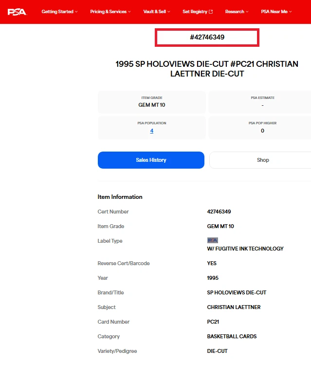 1995 1995-96 Upper Deck UD SP Holoview troquelado Christian Laettner PSA 10 POP 4 Foto 3 de 3