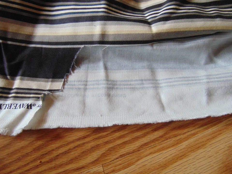 Tecido de estofamento WAVERLY "Vienna Stripe" preto verde marfim aproximadamente 6 jardas novo - Imagem 3 de 4