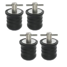 4 PCS 1.25 Inch Boat Drain Plug T Handle Snap Rubber Marine Stainless Steel