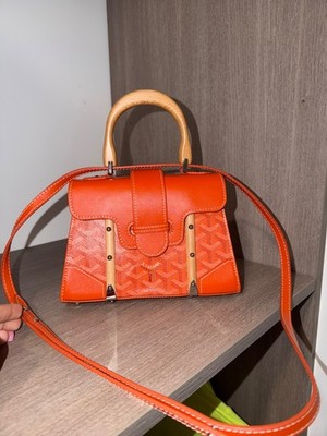 Goyard Structured Saigon Top Handle Bag Coated Canvas With Leather Mini Orange