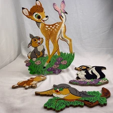 Vintage Bambi Disney Wall Hanging Decor Nursery Kids Room Flower Thumper Owl 4pc