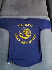 Vintage US NAVY Deep Sea Diver Trained - RARE! Double THICK Shirt - Size M GREAT
