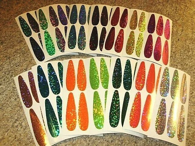 THE FISHING LURE TAPE COMPANY 2" Trolling Spoon Die Cut Holo Sparkle 24 PK Fishing Lure Tape In 15 Colors