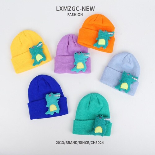 Kids Plain dinosaur Winter Ski Thermal WARM Knit Knitted BEANIE HAT 48-54cm AU - Picture 11 of 29
