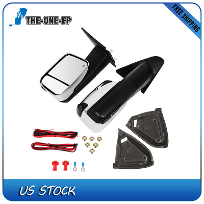 Chrome Tow Mirrors Heated Turn Signal for Dodge Ram 1500 2500 3500 2002-2008