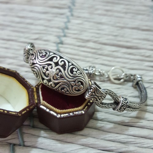 925 Sterling Silver Bracelet, Balinese Bracelet, 7.3" Long, Chain Bracelet - Picture 4 of 8