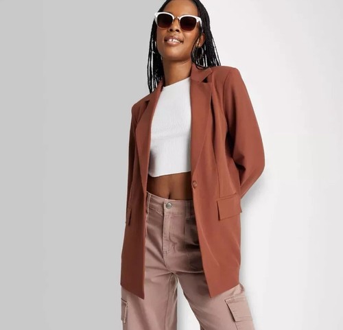 Women's Oversized Blazer - Wild Fable Brown L - Picture 2 of 3