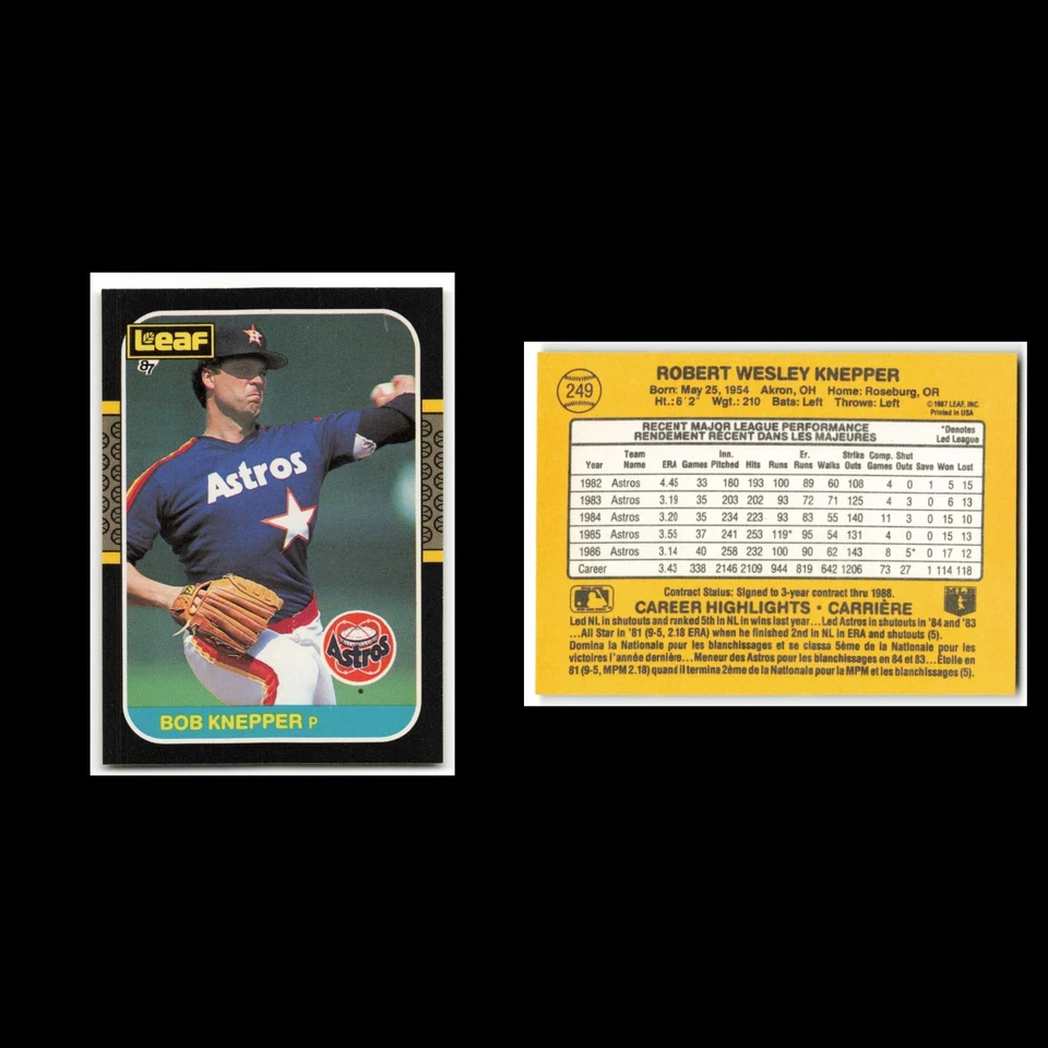 Bob Knepper #249 1987 Leaf Houston Astros Baseball Card MLB NM - Image 3 of 3