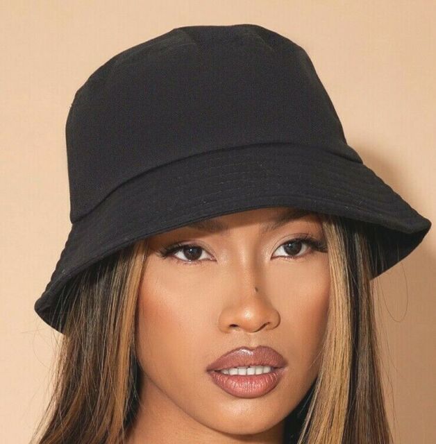 High Quality Womens Girls 100% Heavy Cotton Plain Black Bucket Hat Festival Hat High Quality Womens Girls 100% Heavy Cotton Plain Black Bucket Hat Festival Hat