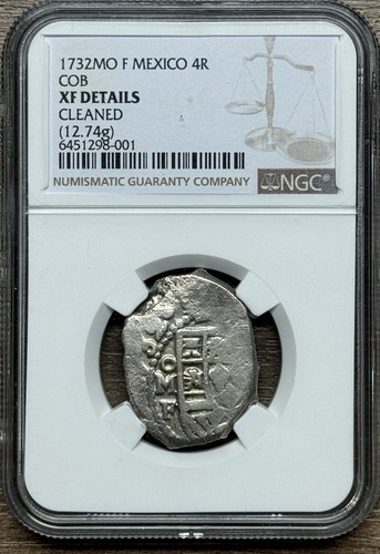 1732 Mexico 4 Reales (4R) Cob | Certified XF Details | NGC | Colonial Spanish - Picture 3 of 6