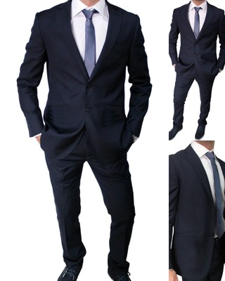 Abito da uomo Cerimonia Completo Vestito Elegante Classico Blu 46 48 50 52  54 56 | eBay
