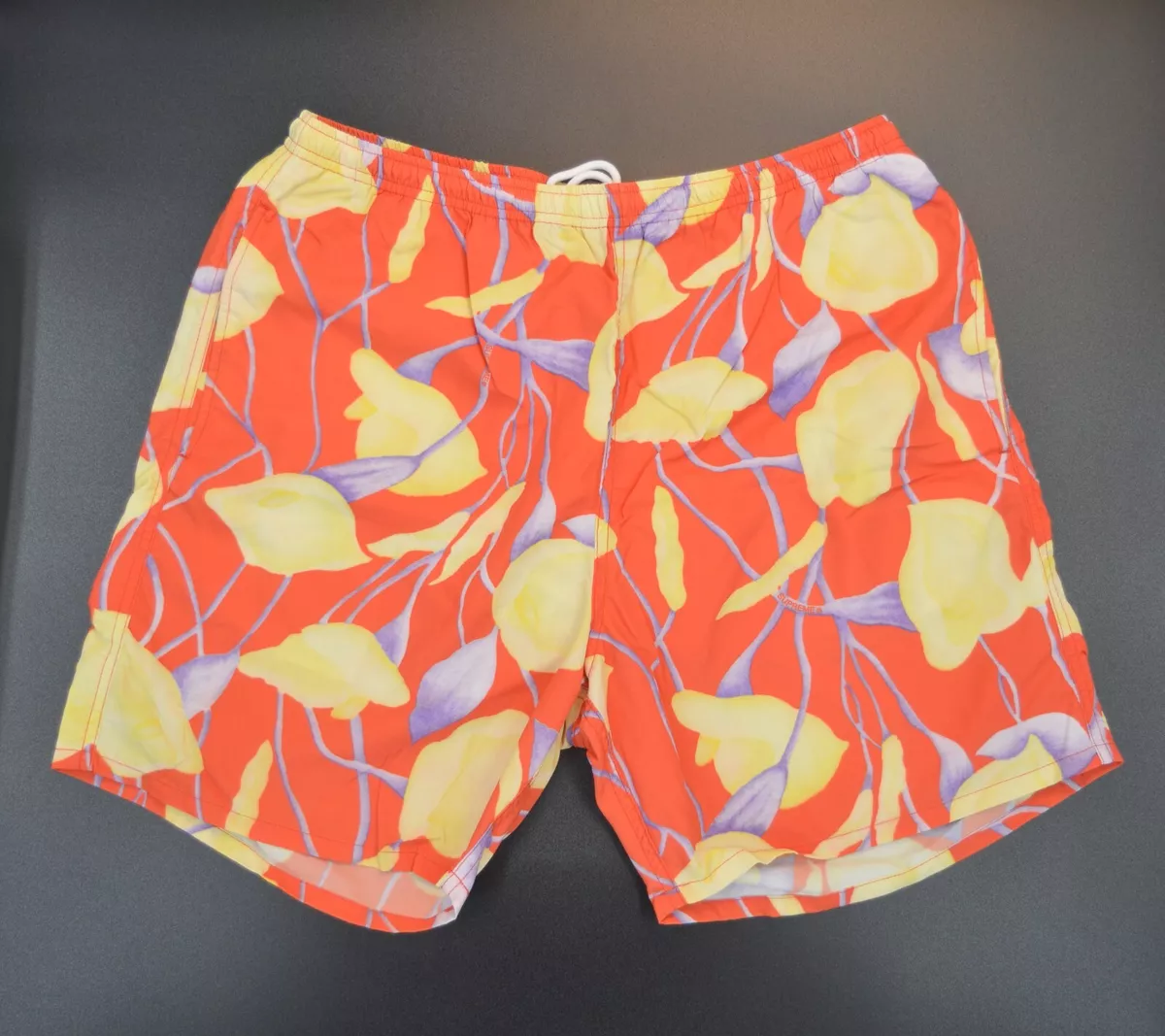 Supreme Floral Nylon Water Shorts Trunks - SS18 - Red - Size M