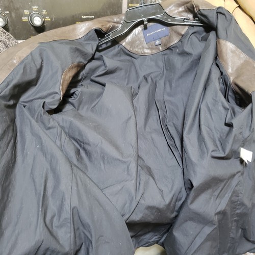 Banana Republic Jacket Mens XL Brown Leather Biker Military Bomber Lined 512431 - Picture 18 of 21