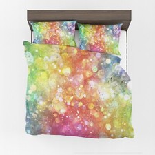 Rainbow Lights Comforter or Duvet Cover Girls bedding girly duvet rainbow