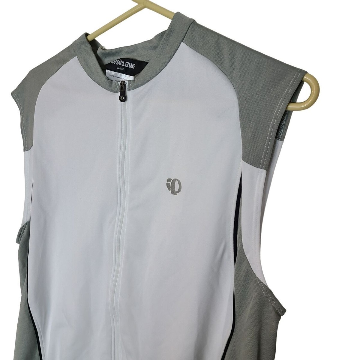 Pearl Izumi Womens L White Gray Sleeveless Full Zip Cycling