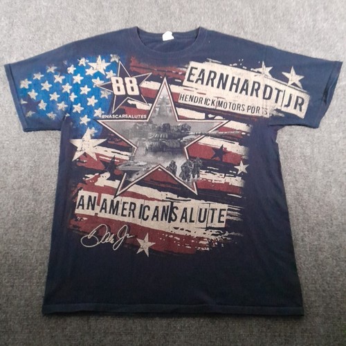 Dale Earnhardt Jr T Shirt Mens L Blue An American Salute Racing Motorsports