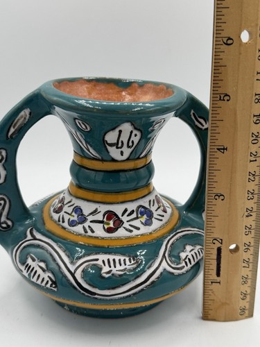 Nabeul Tunesien Vase emailliert zwei Henkel bunt Nordafrika - Bild 5 von 6