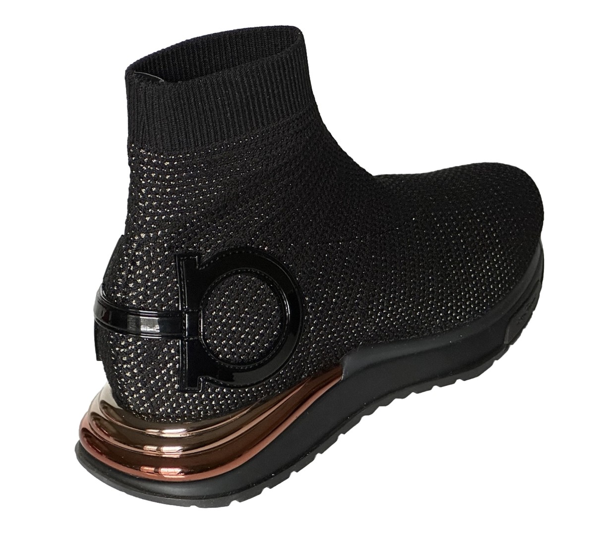 NIB Salvatore Ferragamo Women's High-top Sock Sneakers Black