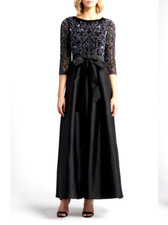 Pisarro Nights Sequin Tie Waist Taffeta Dress Sz 8 268 1444 missing belt