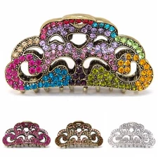 USA Woman Large elegant metal multi color rhinestone crystal hair claw Clip pin 