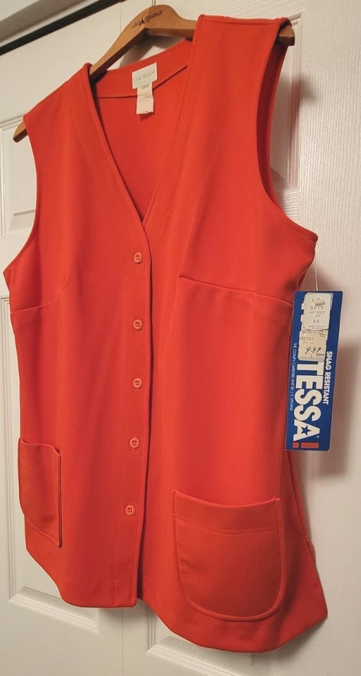 Chaleco Vintage Años 70 Lane Bryant Talla 42 Sin Mangas Naranja Poliéster Nuevo Con Etiquetas Foto 4 de 4