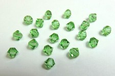 20 Pcs  PERIDOT GREEN  5mm BICONE  SWAROVSKI CRYSTAL BEADS LOT