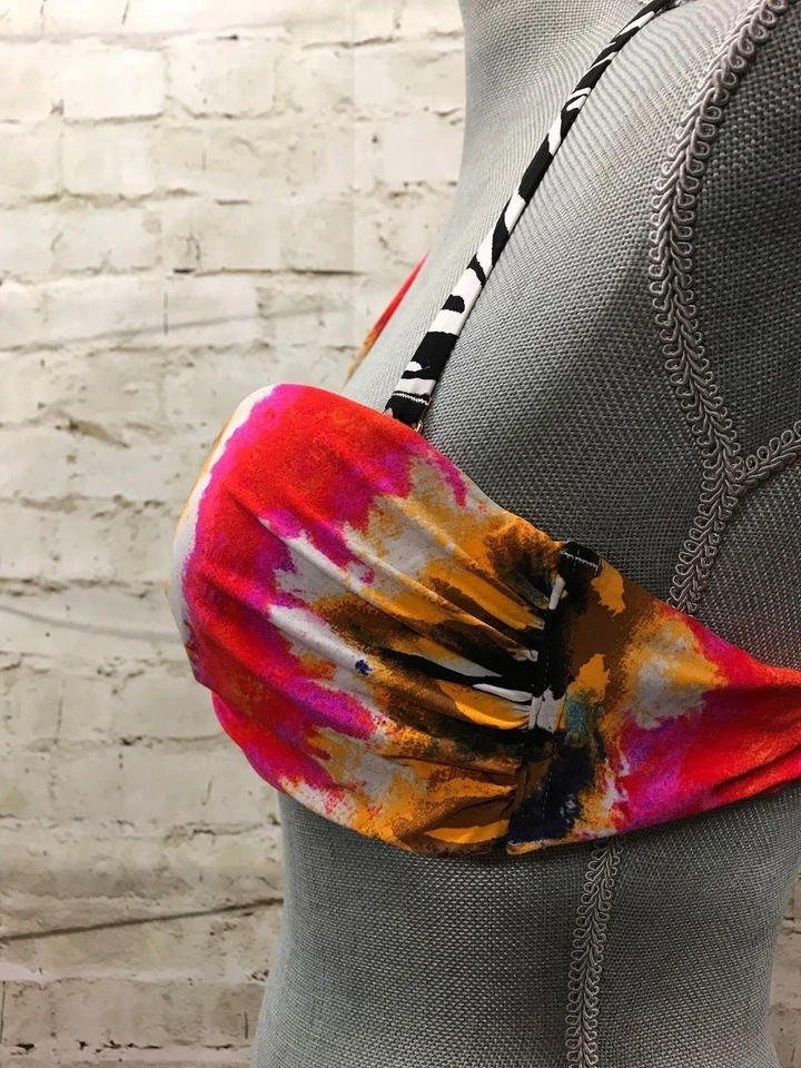 Natori Multicolor Pequeño Top Logo León Halter Traje de Baño Bikini Top Talla S Foto 3 de 4