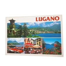 Postcard Lugano Ticino Switzerland Multiview Chrome Unposted