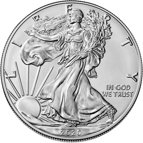 2020 1 OZ .999 Silver Eagle Dollar Coin BU - with Coin Capsule Holder Sealed - Afbeelding 1 van 3