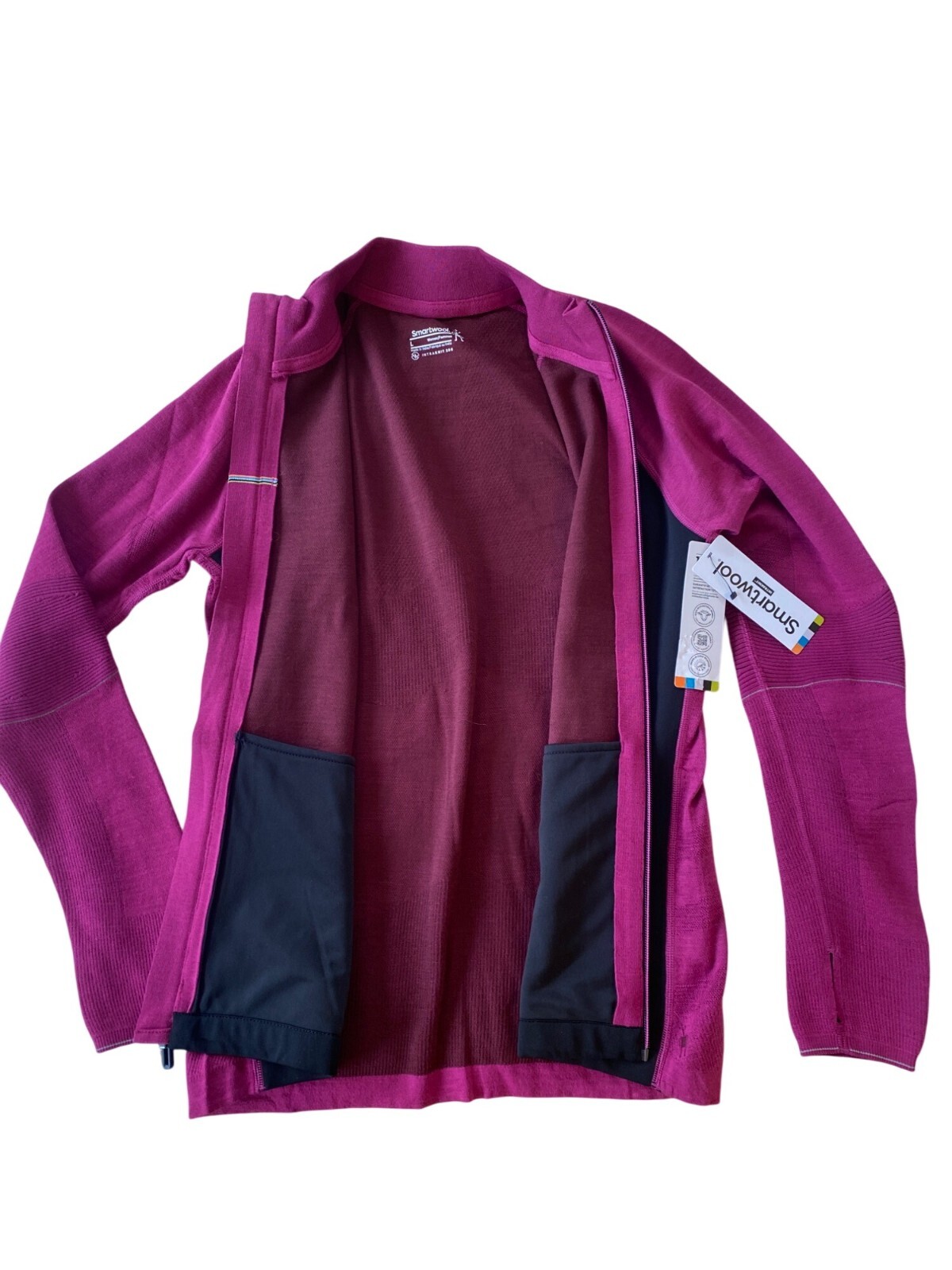NWT Smartwool Women's Intraknit Merino Sport Full Zip Jacket Large Fuchia $230