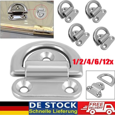 1-12x 316 Edelstahl D ring Deck Folding Pad Auge Lasch Binden Cleat für Yacht DE