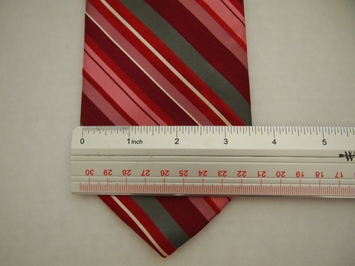 Michael Kors Mens Necktie Tie Red Pink Grey Striped 60" - Picture 4 of 4