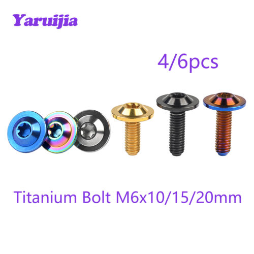 Yaruijia Titanium Bolts M6x10 15 20mm T30 Torx Head Screw Bike Fasteners 4/6pcs - Picture 1 of 19