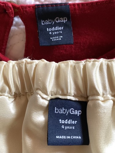 Baby Gap 4 Years 4T Toddler Girl Dark Red Shirt w Ivory Floral Skirt Tulle Trim - Picture 11 of 11