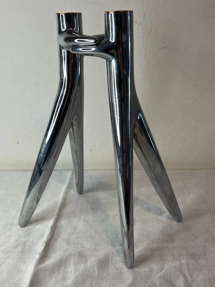 ABBRACCIAIO Kartell PHILIPPE STARCK CROMATO candelabro porta candele design - Immagine 3 di 4