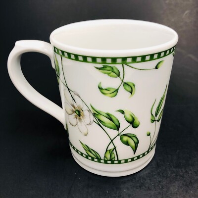 Royal Worcester Porcelain Cafe Fleur Coffee Mug White Flowers & Vines c. 2003