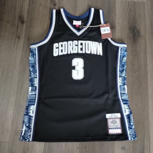 Large Mens Mitchell & Ness Allen Iverson Georgetown Hoyas 1995-96 Jersey L Black - Picture 1 of 9