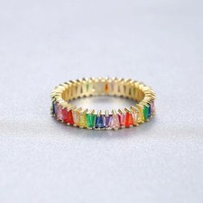 Colorful RAINBOW 925 Sterling Silver Ring,GIFT FOR GIRLmulticolor RING size 8