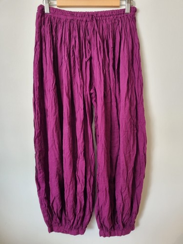 NEW SRISHTI Purple 100% Cotton Harem Trousers Size Medium W30-36 L36"