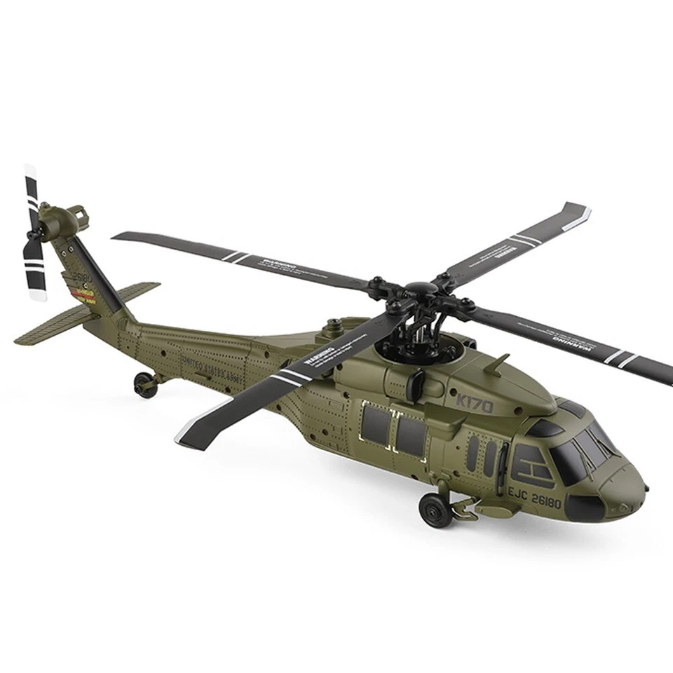 Helicóptero RC XK K170 UH-60L 2.4G 4CH 6 ejes giroscopio motor sin escobillas RTF militar Foto 3 de 4