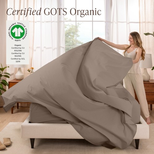 Bare Home 100% Organic Cotton Percale Sheet Set - 300 Thread Count - Lightweight - Picture 114 of 119